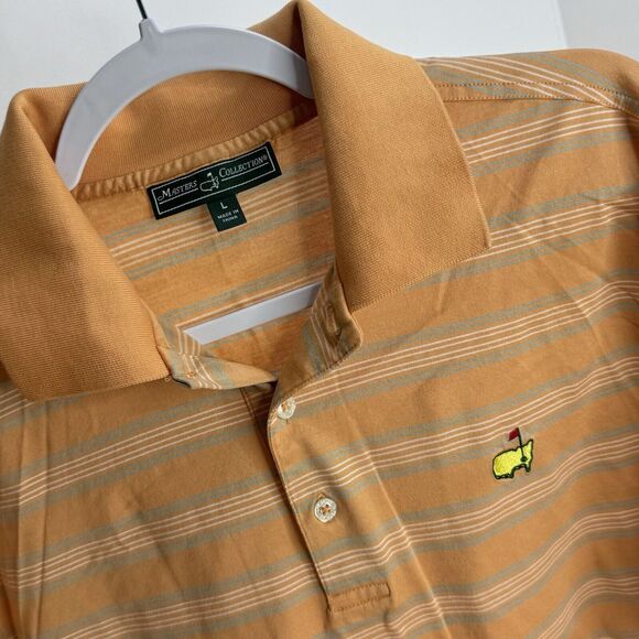 Masters Collection Orange Blue Striped Jersey Polo Sz L  Golf - Picture 3 of 4